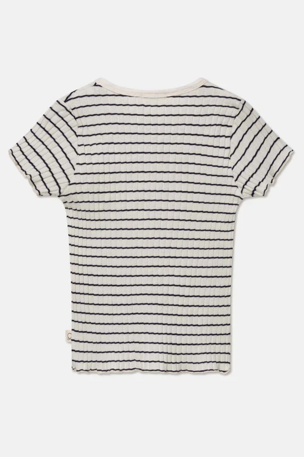 Rib stripe lettuce-edge t-shirt - Ivory - T-shirt