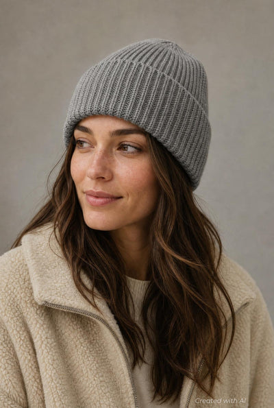 Ribbed Beanie - Heather Gray - OS - Hat