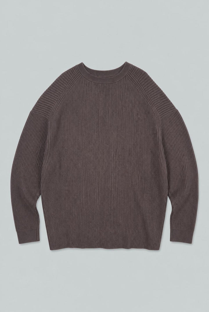Ribbed Cashmere Blend Cardigan - Chocolate - L - Cardigan