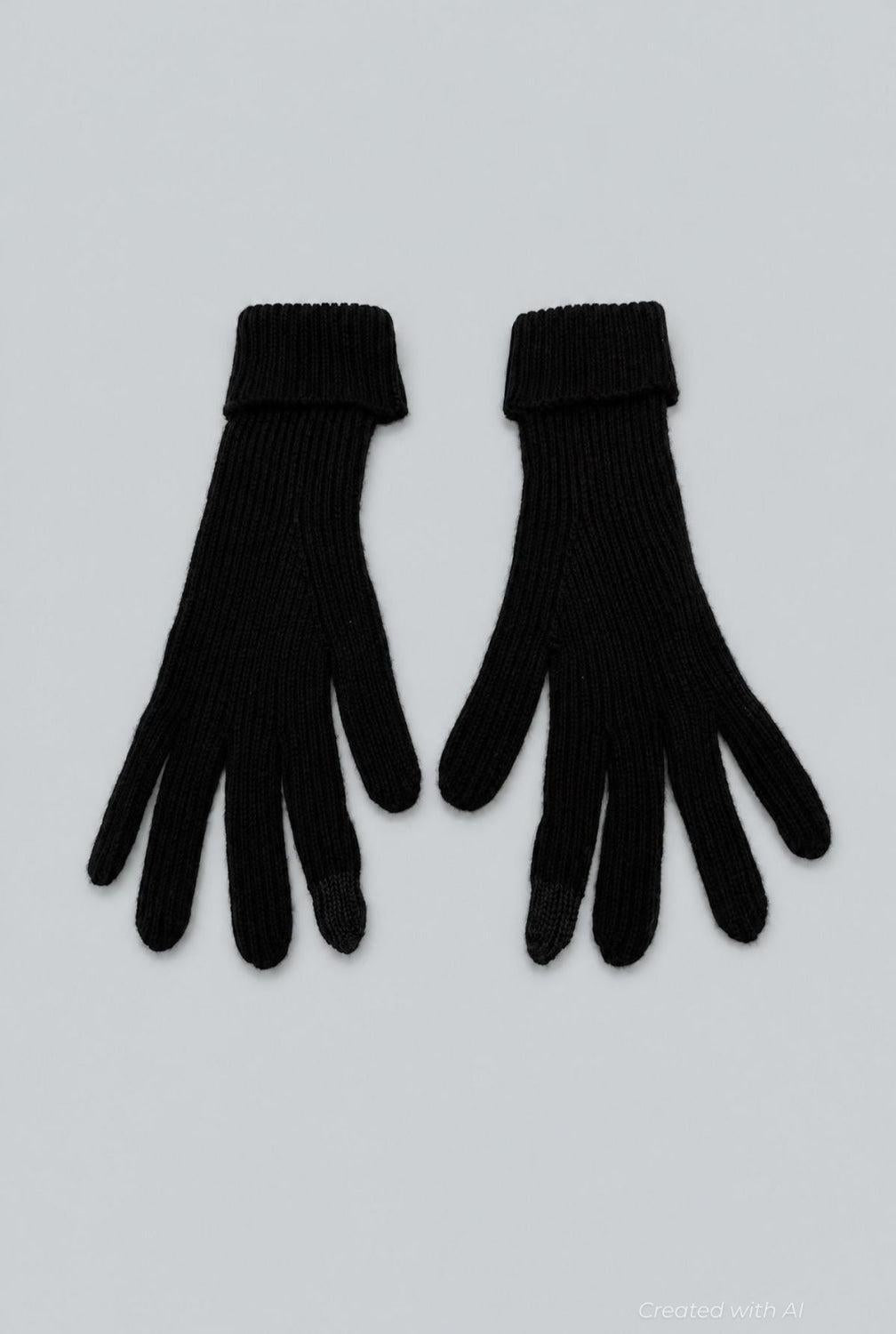 Ribbed Gloves - Black - Gloves