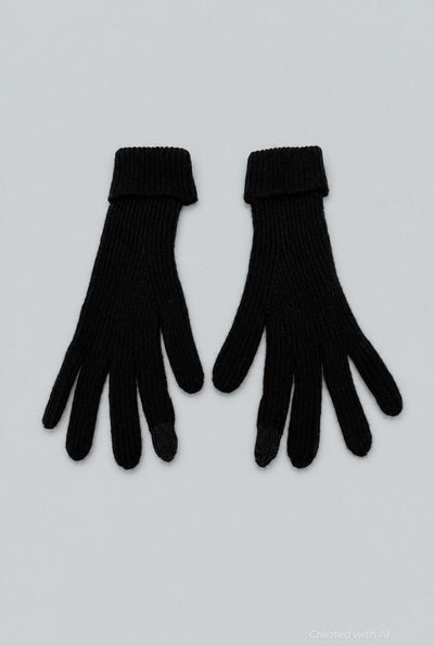 Ribbed Gloves - Black - Gloves