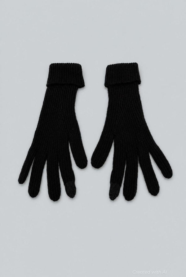 Ribbed Gloves - Black - Gloves