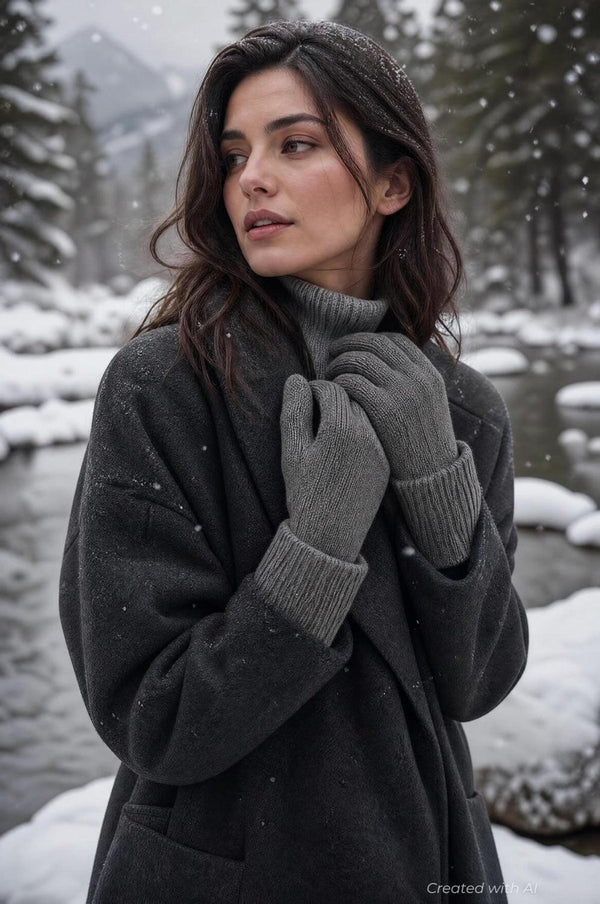 Ribbed Gloves - Heather Gray - Gloves