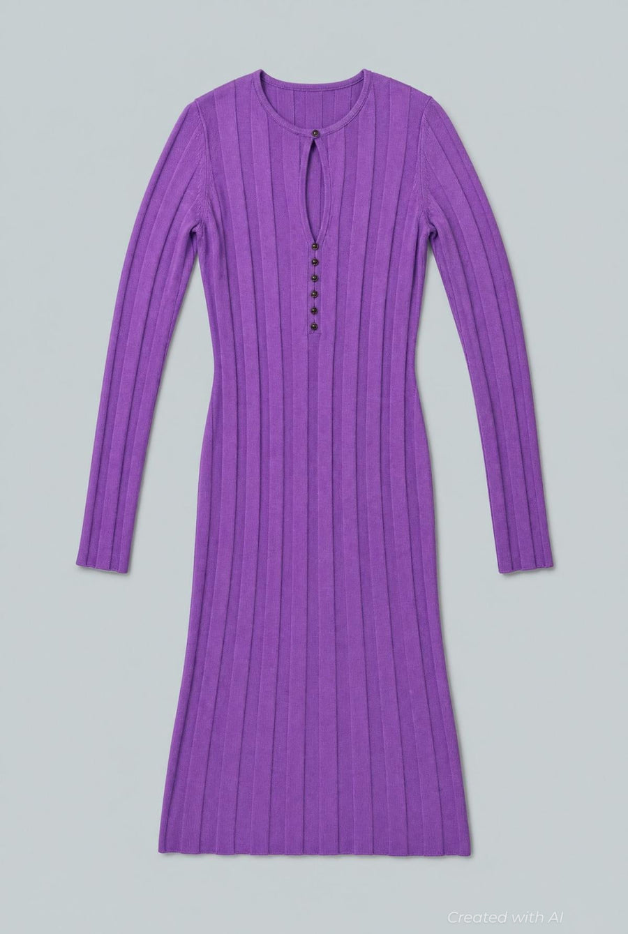 Ribbed Keyhole Sweater Dress - Purple - Dresses