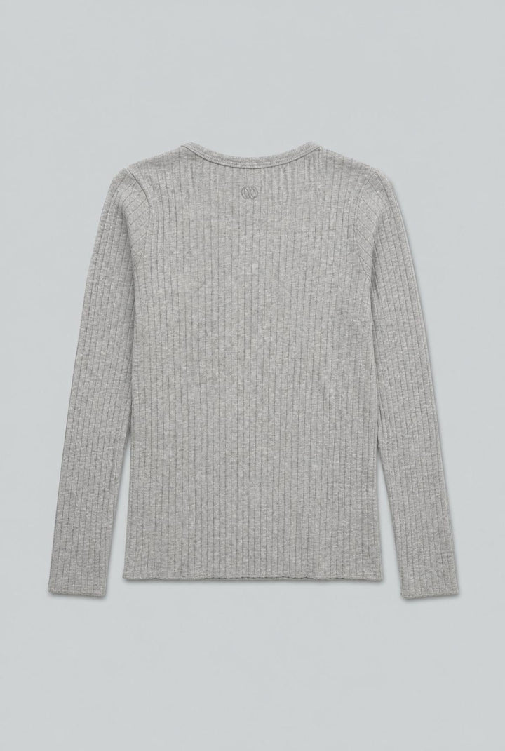 Ribbed Long Sleeve Tee - Heather Gray - T-shirt