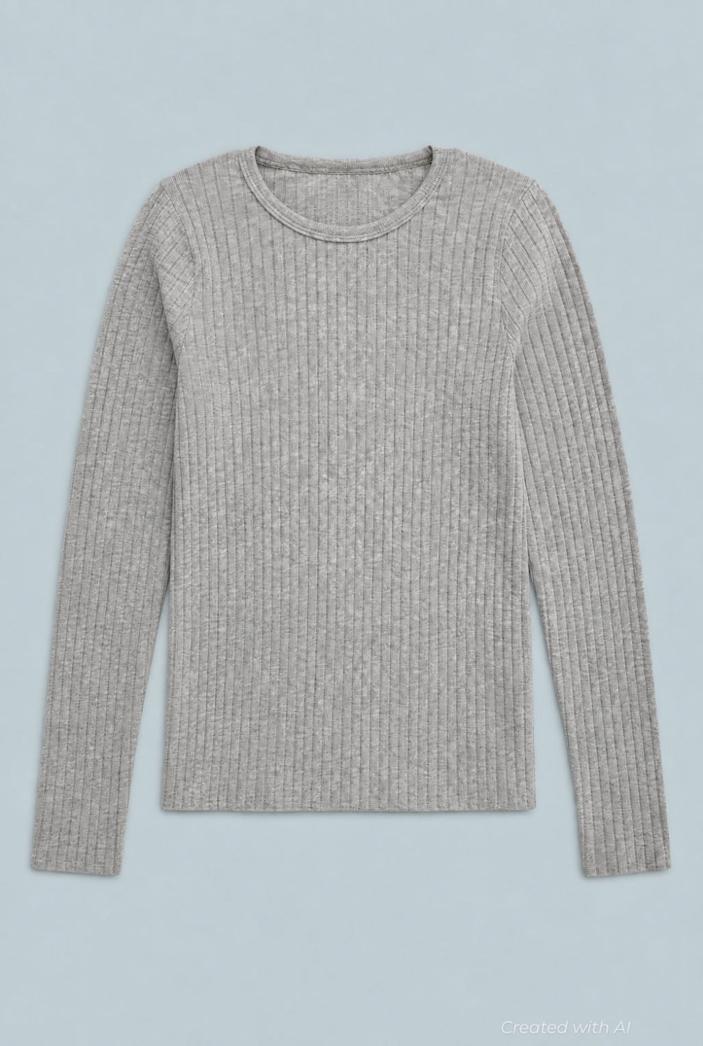 Ribbed Long Sleeve Tee - Heather Gray - T-shirt