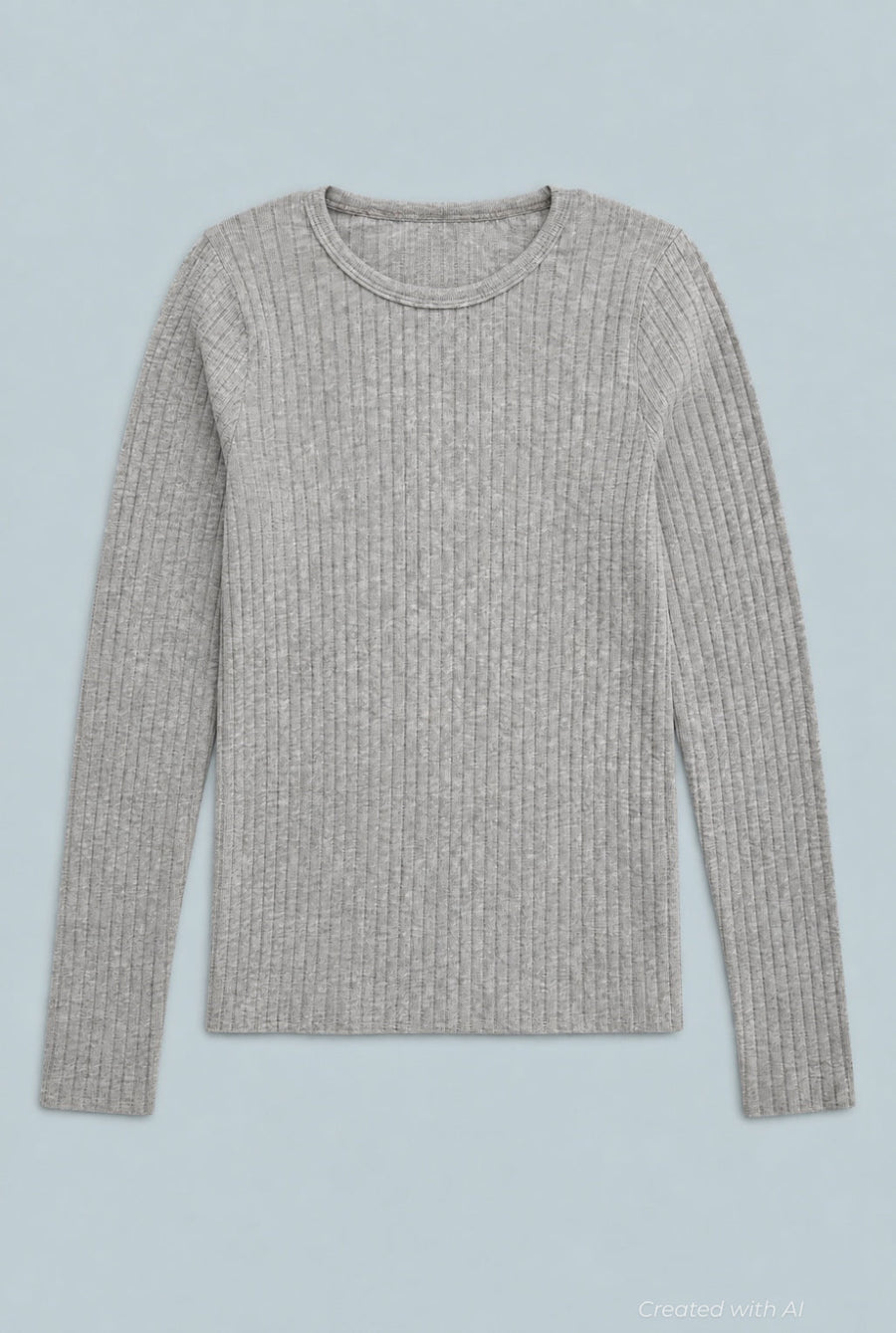 Ribbed Long Sleeve Tee - Heather Gray - T-shirt