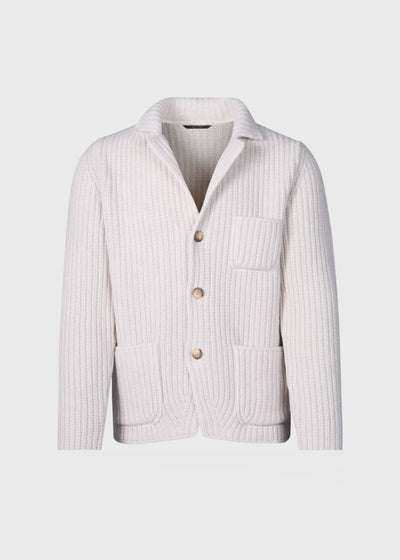 Ribbed Sweater Jacket - Cream - XL (44) - Cardigan