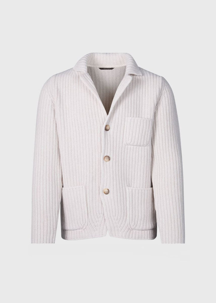 Ribbed Sweater Jacket - Cream - XL (44) - Cardigan