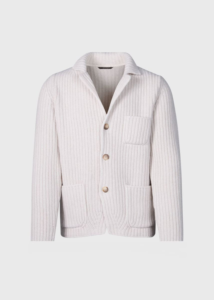 Ribbed Sweater Jacket - Cream - XL (44) - Cardigan