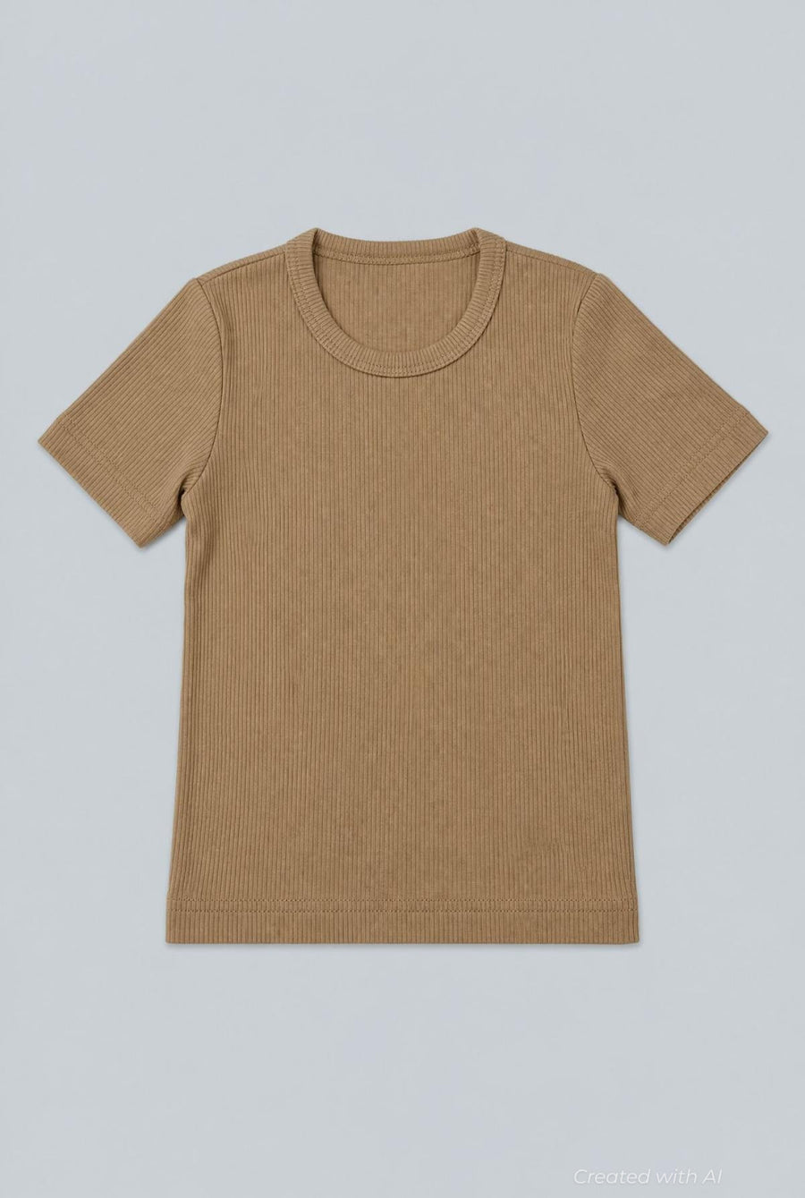 Ribbed Tee - Tan - T-shirt