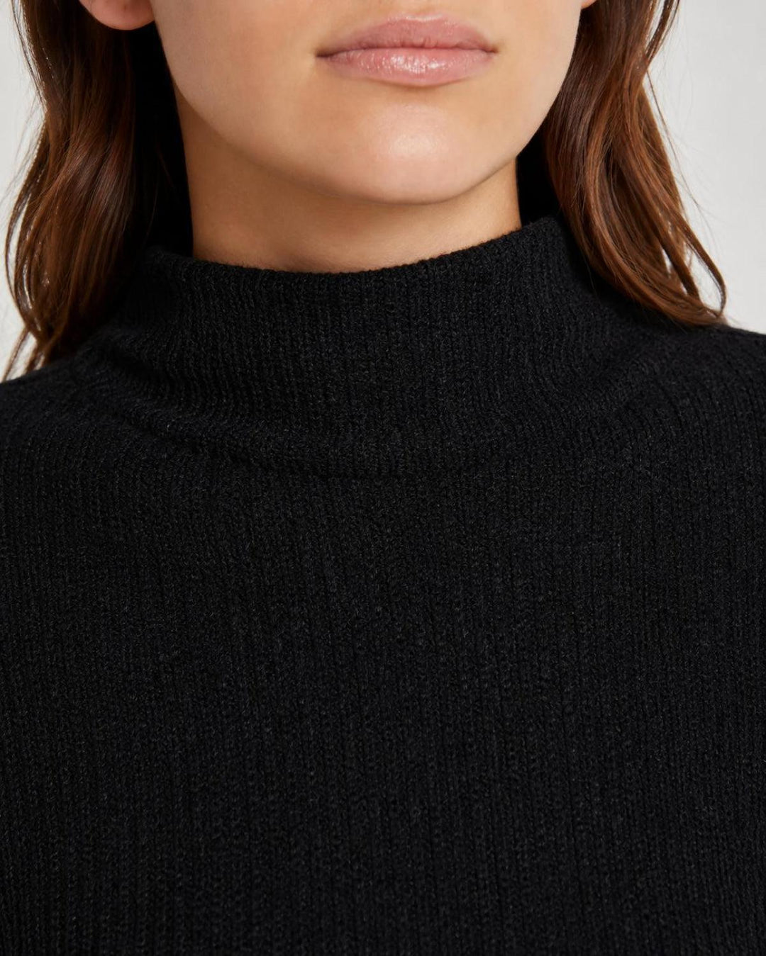 Ribbed Textured Open Back Top - Black - Knit Tops