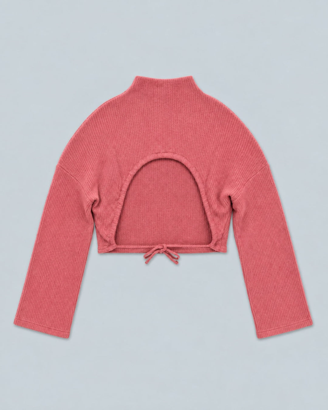 Ribbed Textured Open Back Top - Rose - Knit Tops