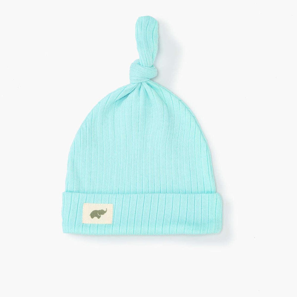 Ribbed Top Knot Cap - Teal - 0-6m - Knot Hat