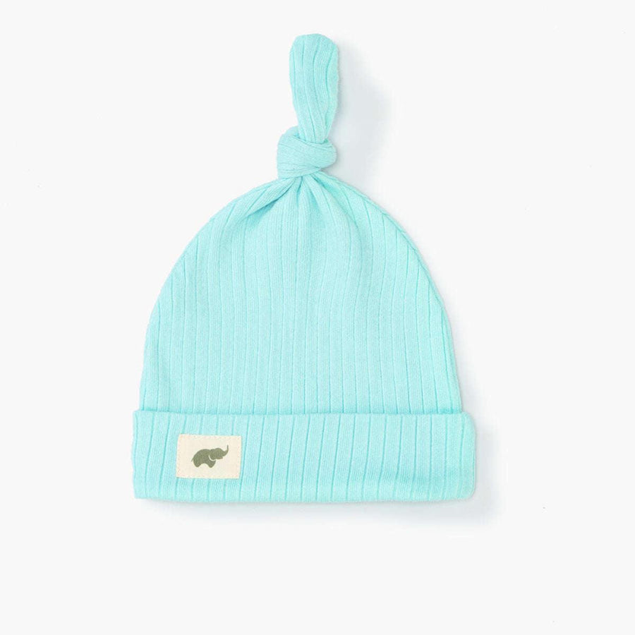 Ribbed Top Knot Cap - Teal - 0-6m - Knot Hat