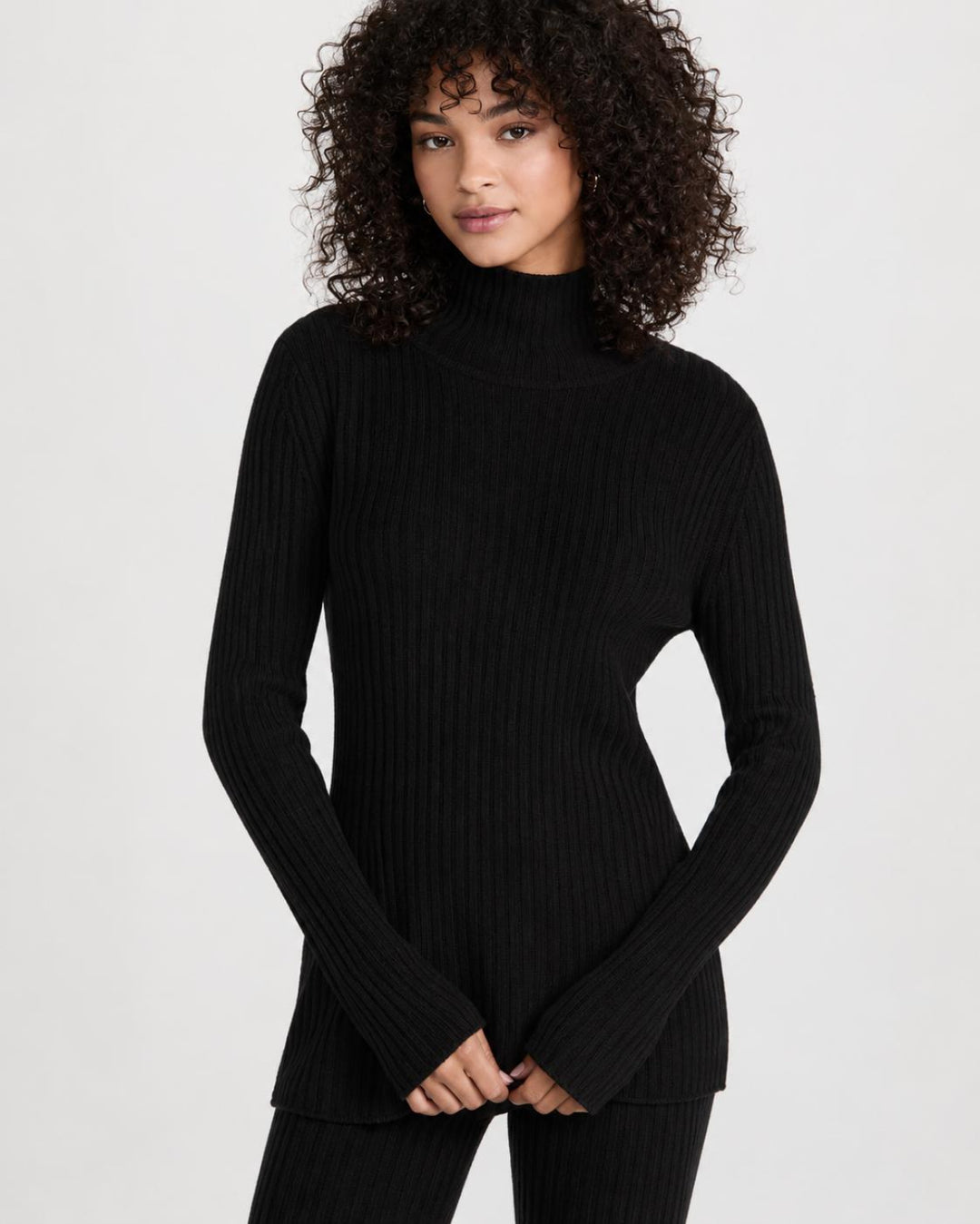 Ribbed Turtleneck Sweater - Black - S - Turtleneck