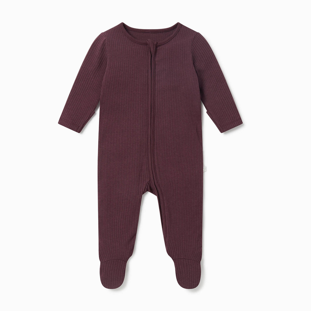 Ribbed Zip-Up Sleepsuit - Berry Sleepwear Mori 