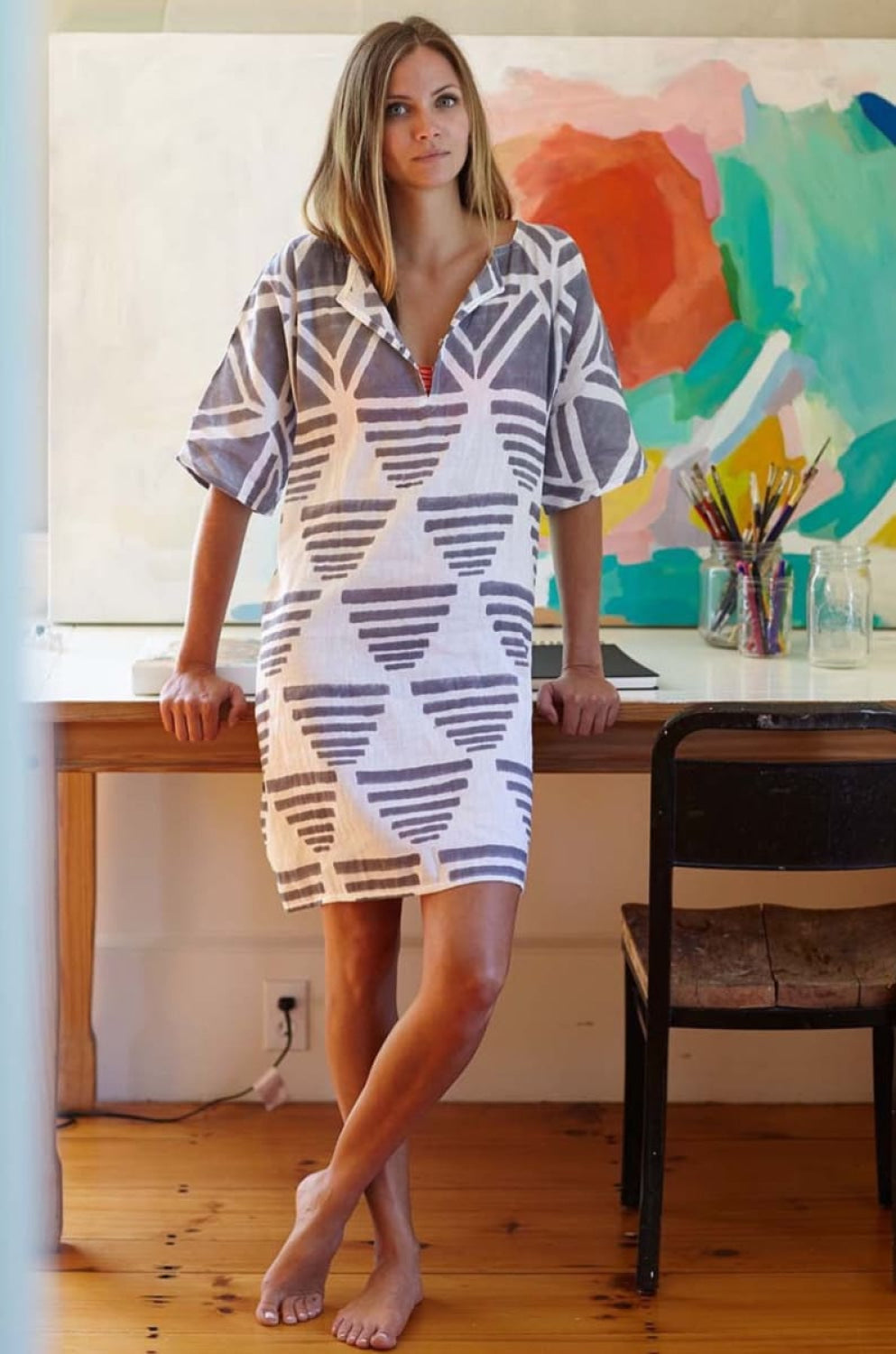 Rise Caftan - Grey Linen Organic - One Size - Dresses