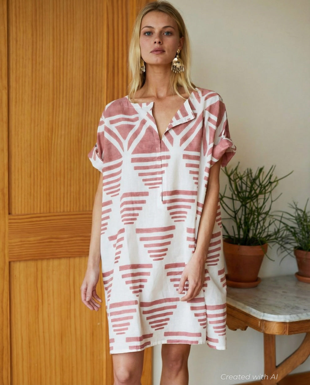 Rise Caftan - Muted Clay Linen Organic - One Size - Cover-up