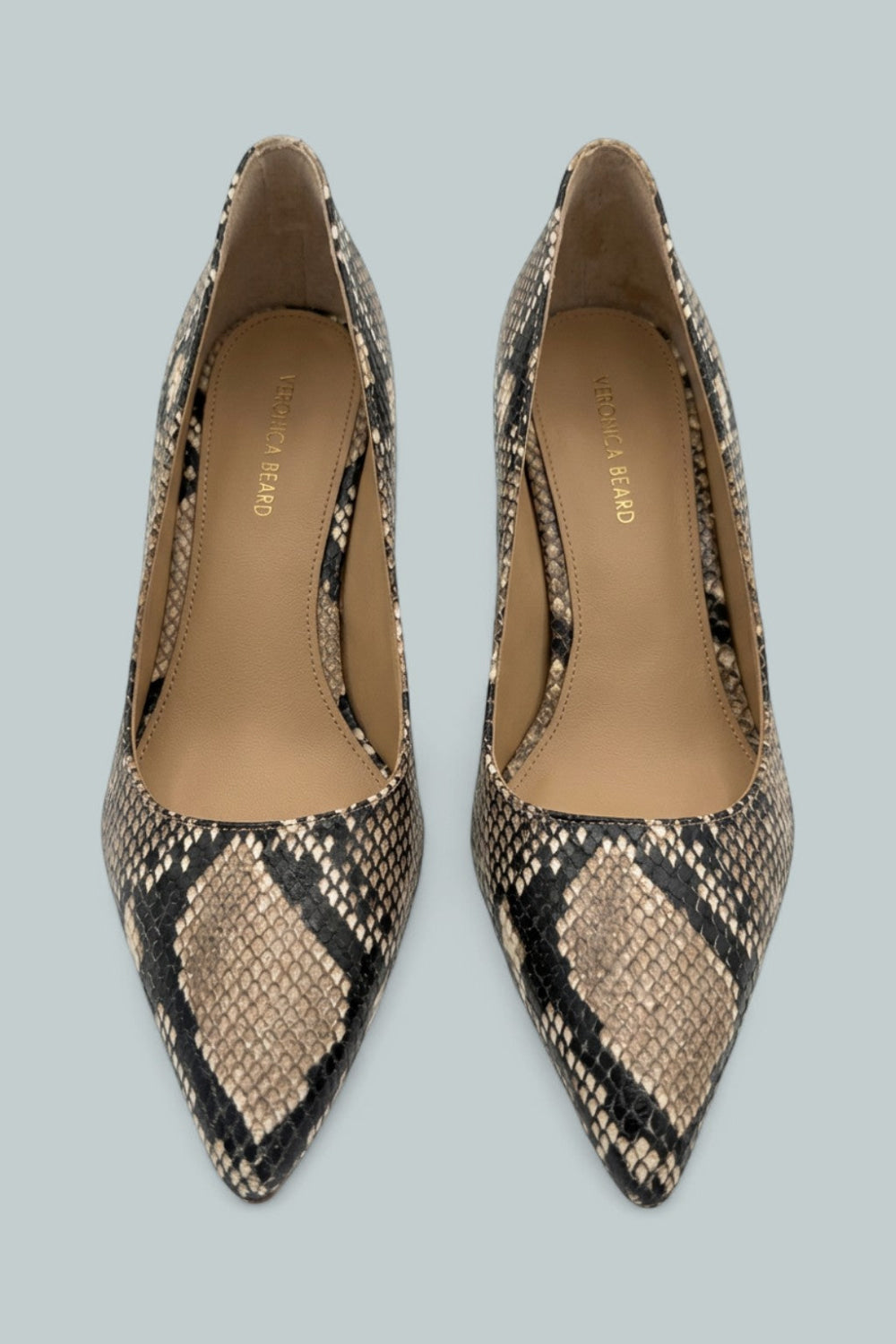 Rita Snake Embossed Leather Pumps - Ecru Multi - 5.5 - Stiletto