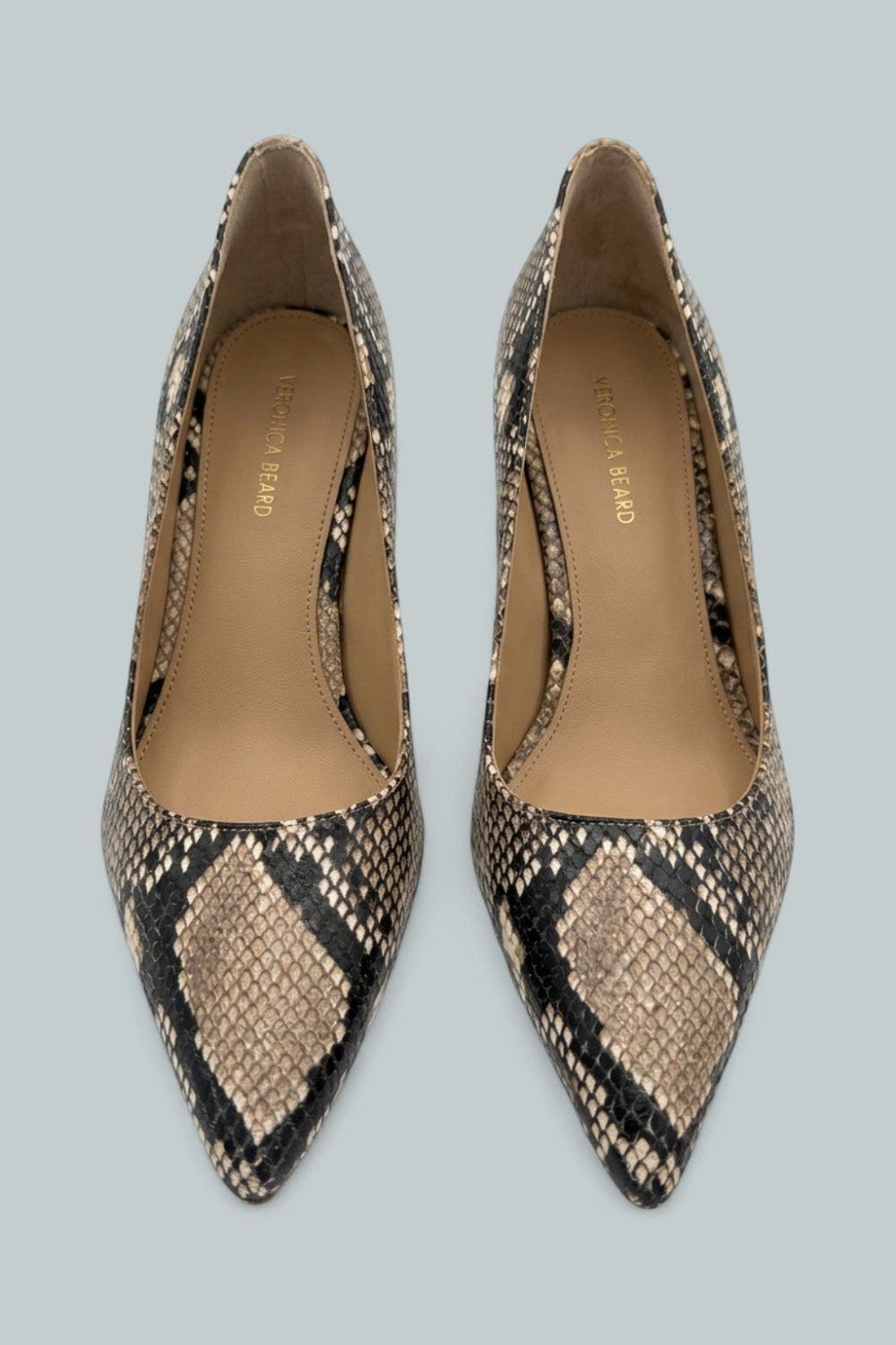 Rita Snake Embossed Leather Pumps - Ecru Multi - 5.5 - Stiletto