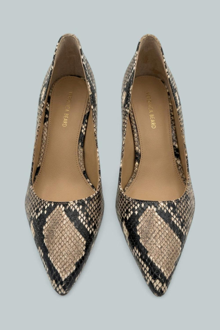 Rita Snake Embossed Leather Pumps - Ecru Multi - 5.5 - Stiletto