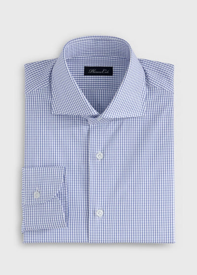 Micro Check Poplin Dress Shirt - Blue/White