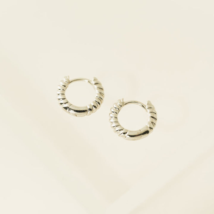 Twist Huggie Hoops - Silver