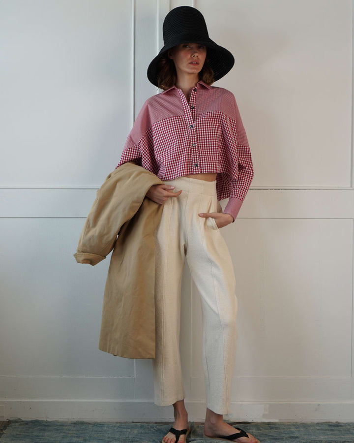 Ellie Button Down- Gingham - Red