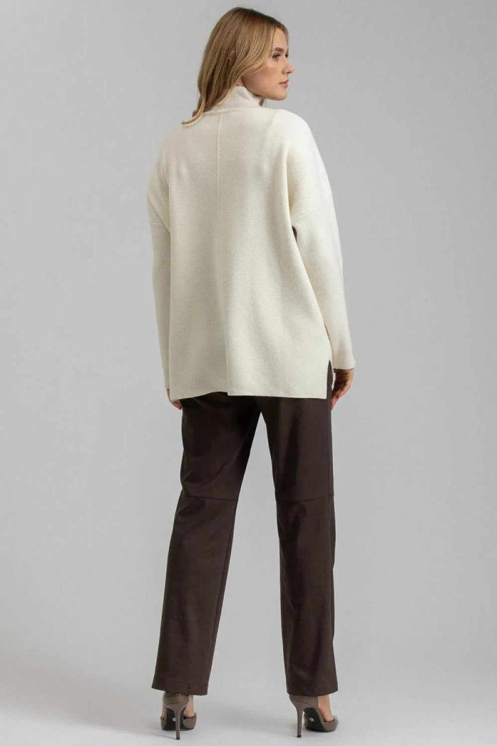 ROMEO Maternity Pants In Vegan Leather - Dark Brown - M - Pants