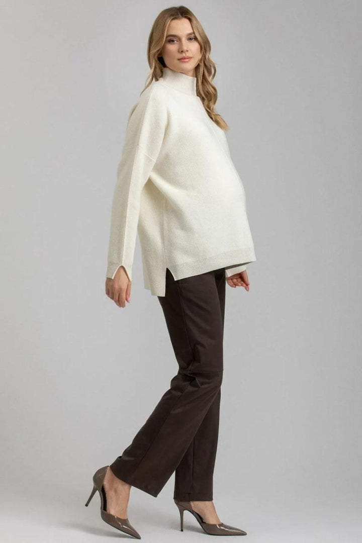 ROMEO Maternity Pants In Vegan Leather - Dark Brown - M - Pants