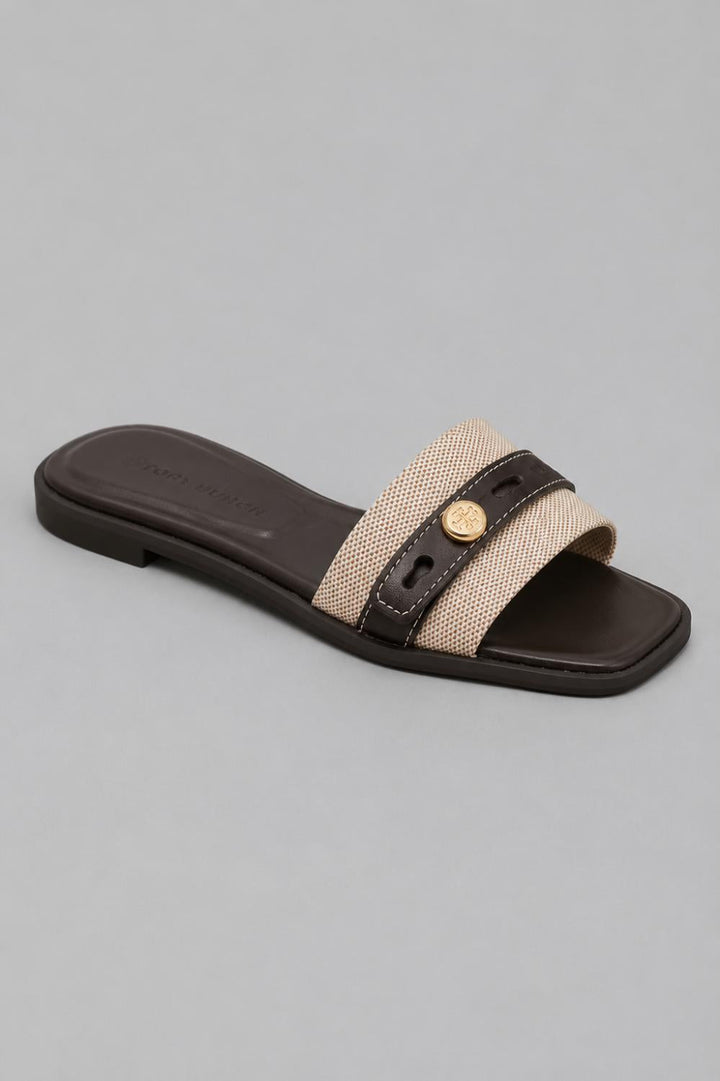 Romy Slide Sandal - Natural/Brown - US 7 (UK 5) - Sandal