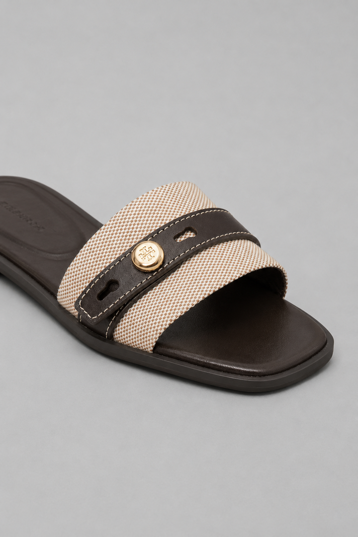 Romy Slide Sandal - Natural/Brown - US 7 (UK 5) - Sandal