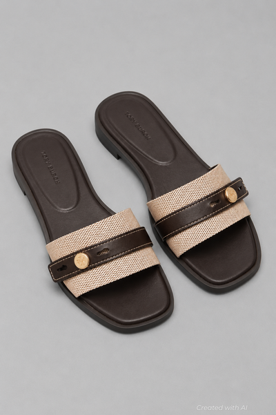 Romy Slide Sandal - Natural/Brown - US 7 (UK 5) - Sandal