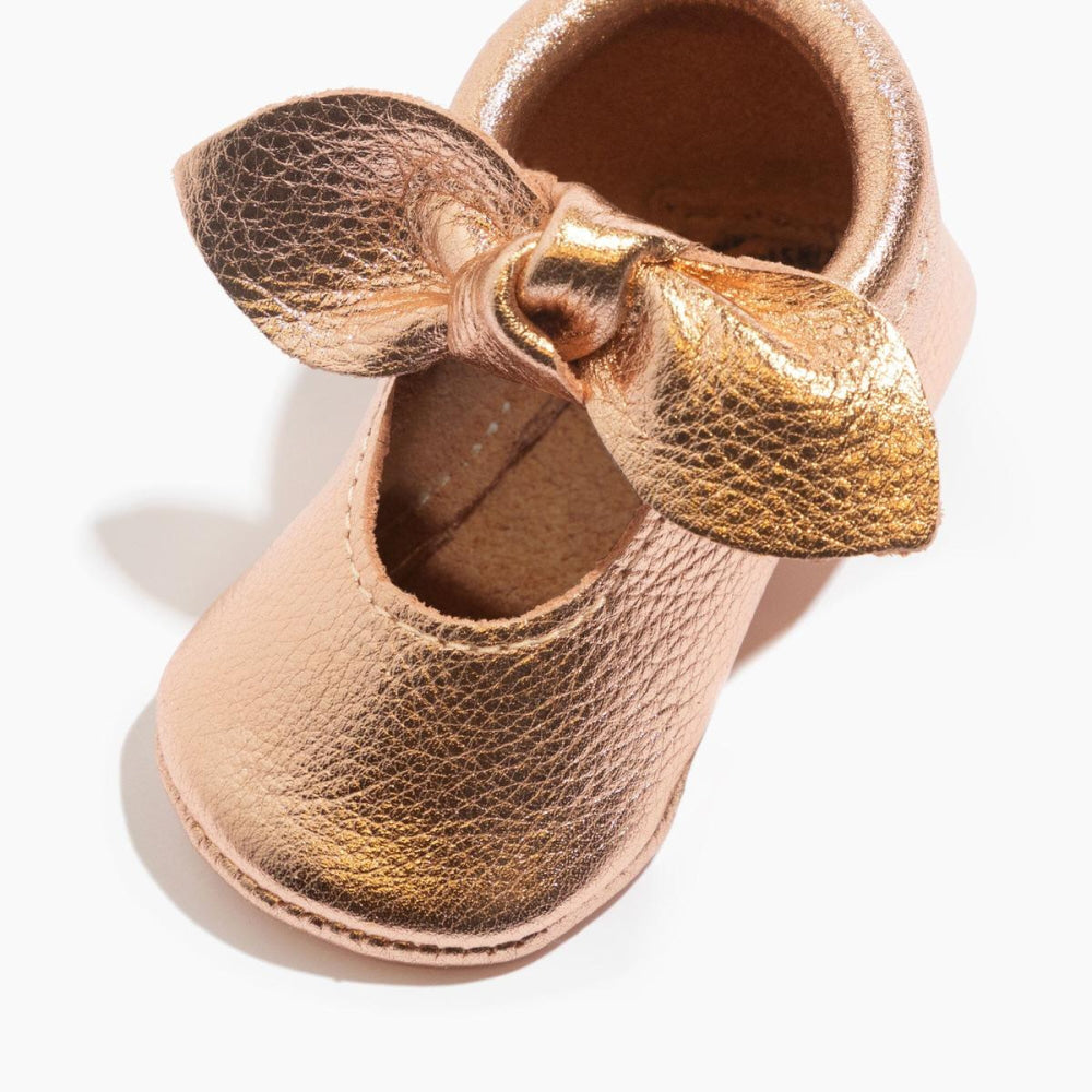 Rose Gold Knotted Bow Baby Shoe - ’Flats - Baby Kids Adult All’