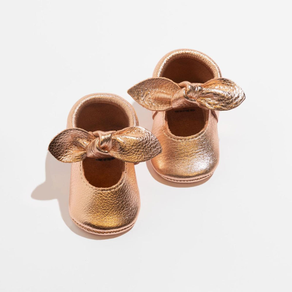 Rose Gold Knotted Bow Baby Shoe - ’Flats - Baby Kids Adult All’