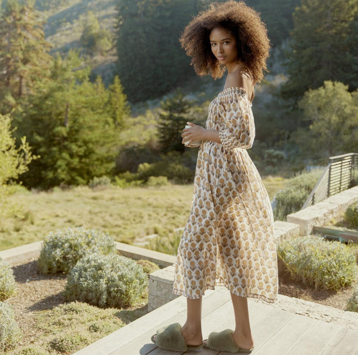 Rosie Midi Dress Nightgown - Ochre/Dahlia - FINAL SALE - Nightgown