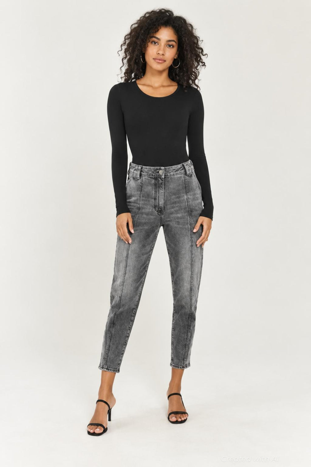 Roxie Snap Denim - Washed Black Denim - Jeans