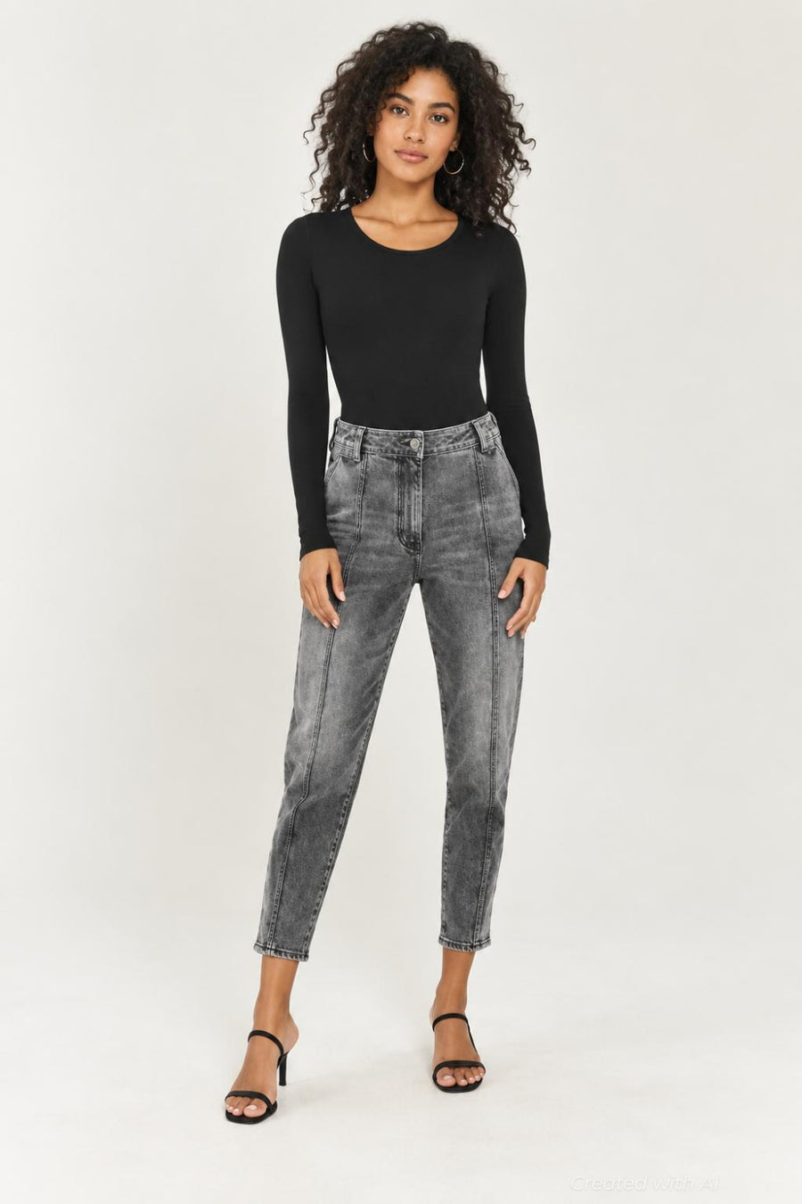 Roxie Snap Denim - Washed Black Denim - Jeans