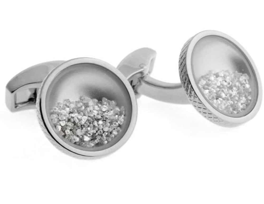 Rt Diamond Dust In Rhodium - Clear - One Size - Cufflinks