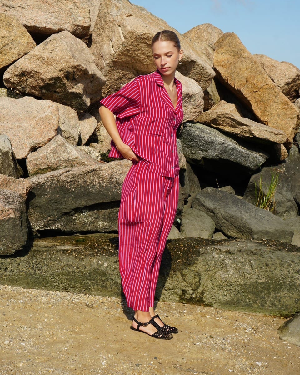 Silk Lounge Pant - Red Stripe