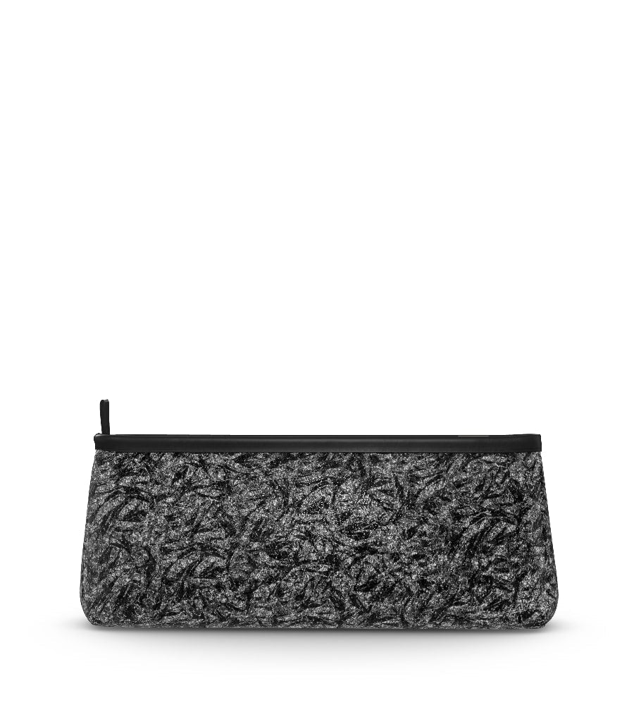 Volta Cosmetic Bag - Metallic Silver Leaf/Black