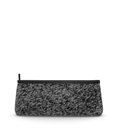 Volta Cosmetic Bag - Metallic Silver Leaf/Black