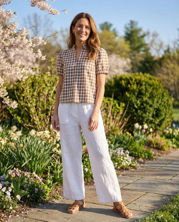 Ruby Top - Brown Gingham - Shirt