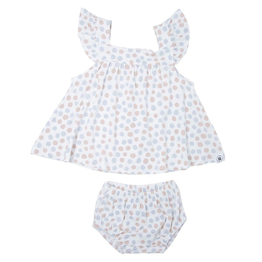 Ruffle Dress & Bloomer - Polka Dot Grey - Dresses