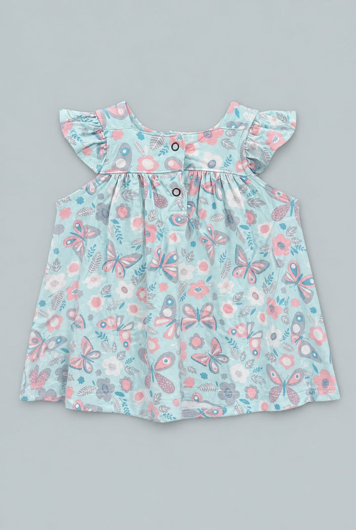 Ruffle Dress With Bloomer - Butterfly Aqua - Dresses