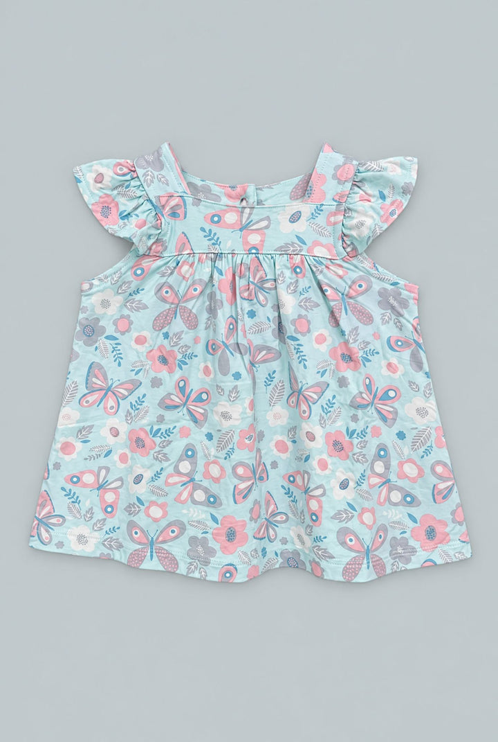 Ruffle Dress With Bloomer - Butterfly Aqua - Dresses