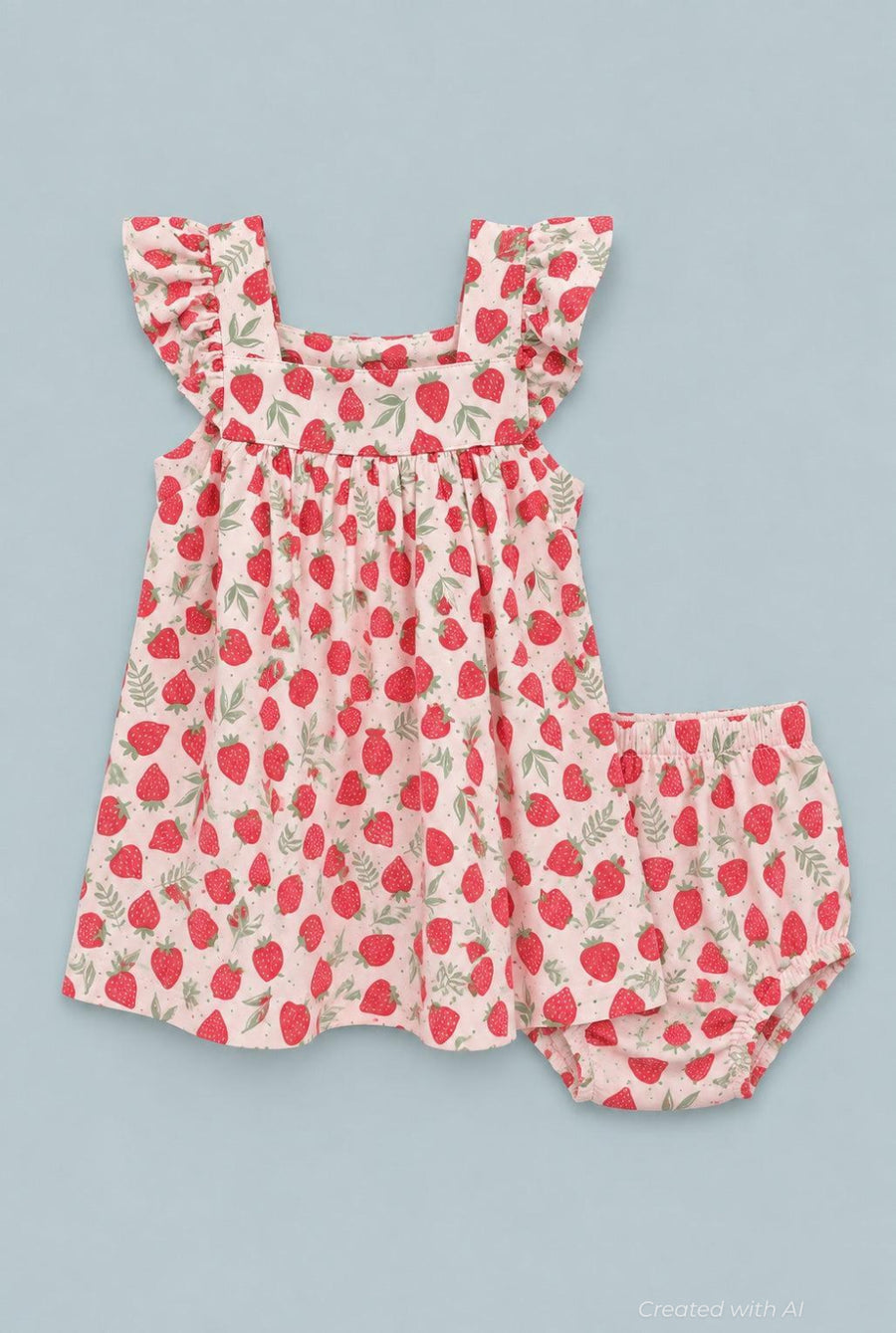 Ruffle Dress With Bloomer - Strawberry Basil - Dresses