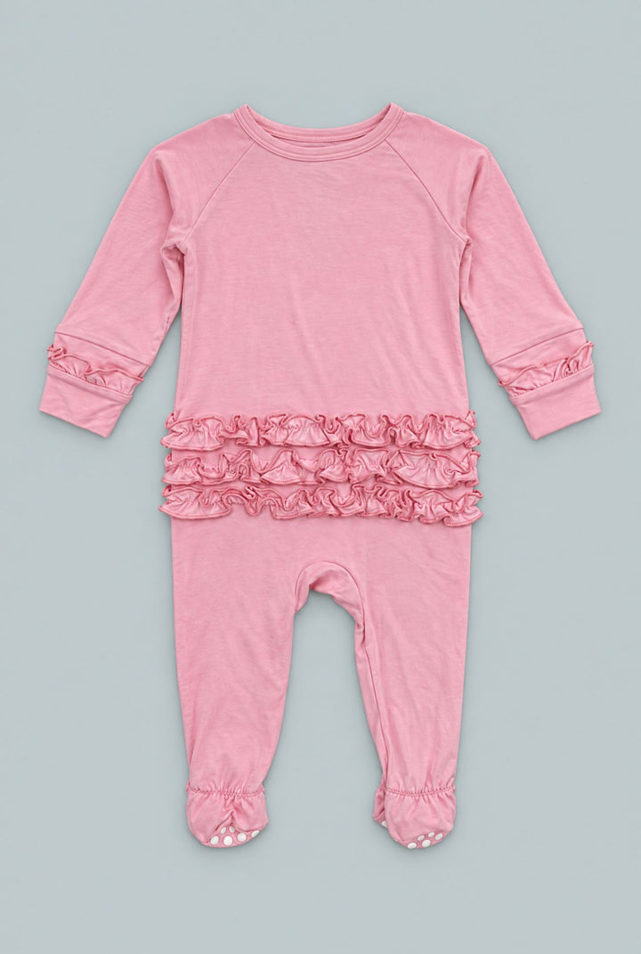 Ruffle Footie - Candy Pink - Pajamas
