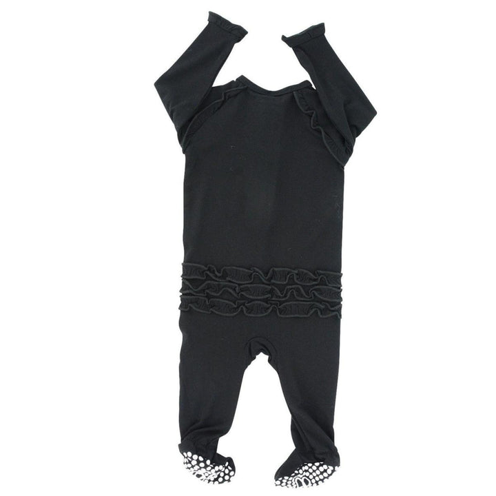 Ruffle Footie - Charcoal Black - pajamas - baby
